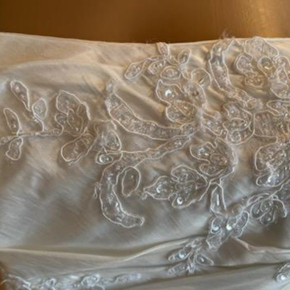 *Maggie Sottero Ivory Taffeta Strapless Fit Flare Bridal Gown Wedding Dress Sz 4 - Picture 10 of 15